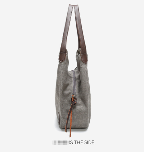 Coffee Women's Canvas Hobo Handbag Multi-Compartment Shoulder Tote Bag view 4