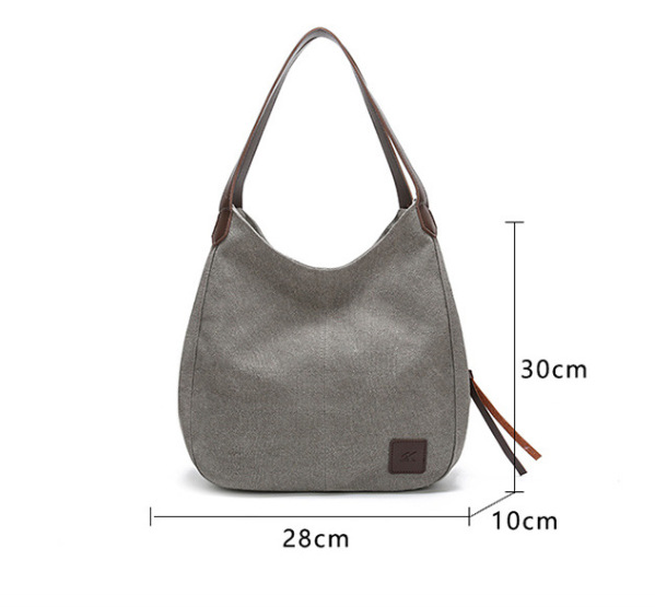Purple Women's Canvas Hobo Handbag Multi-Compartment Shoulder Tote Bag view 2