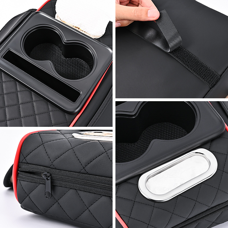 Premium Car Armrest Organizer & Comfort Pad(black red) view 2