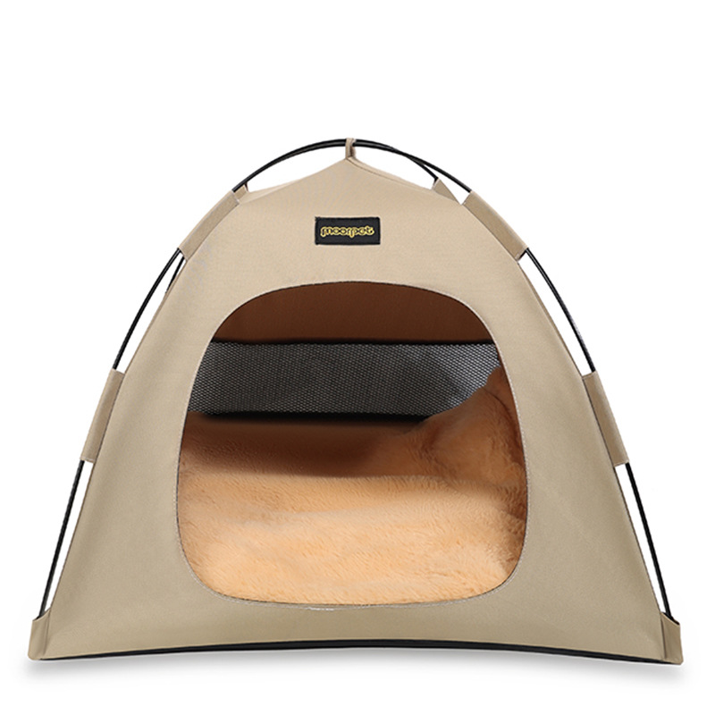 Medium Pet Tent for Cats & Dogs(Khaki) - Portable Comfort Shelter with Soft