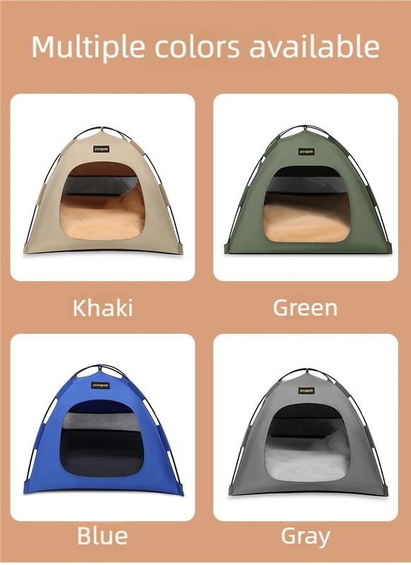 Medium Pet Tent for Cats & Dogs(Khaki) - Portable Comfort Shelter with Soft view 3