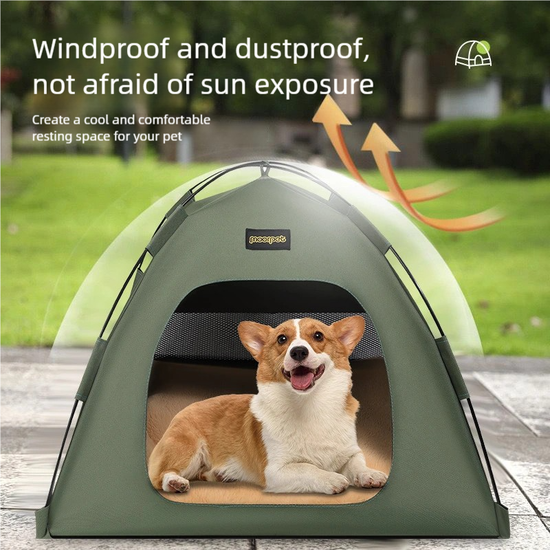 Medium Pet Tent for Cats & Dogs(Khaki) - Portable Comfort Shelter with Soft view 5