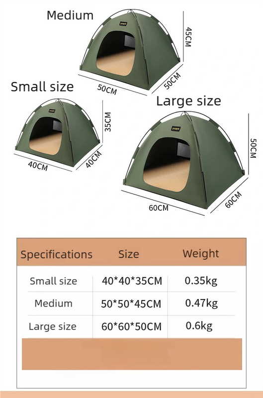 Small Size Pet Tent for Cats & Dogs(Khaki) - Portable Comfort Shelter with view 4