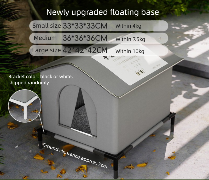 Small Size Elevated Indoor/Outdoor Pet Shelter(grey): Waterproof