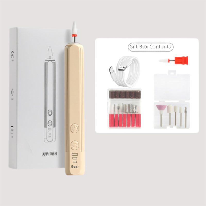 Khaki Pro Portable Electric Nail Drill Kit With 10 Bits - Fast