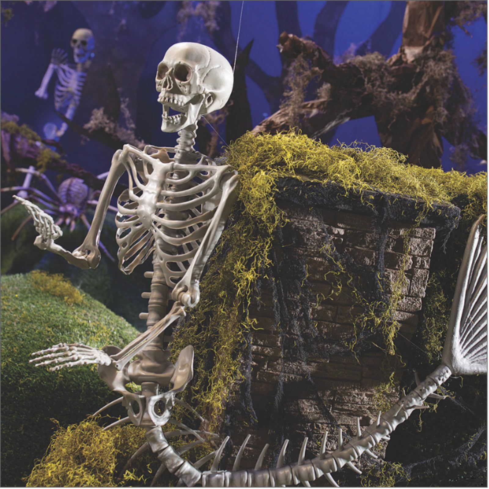 Halloween 31.5 inch Poseable Mermaid Skeleton Prop Haunted Decor view 2
