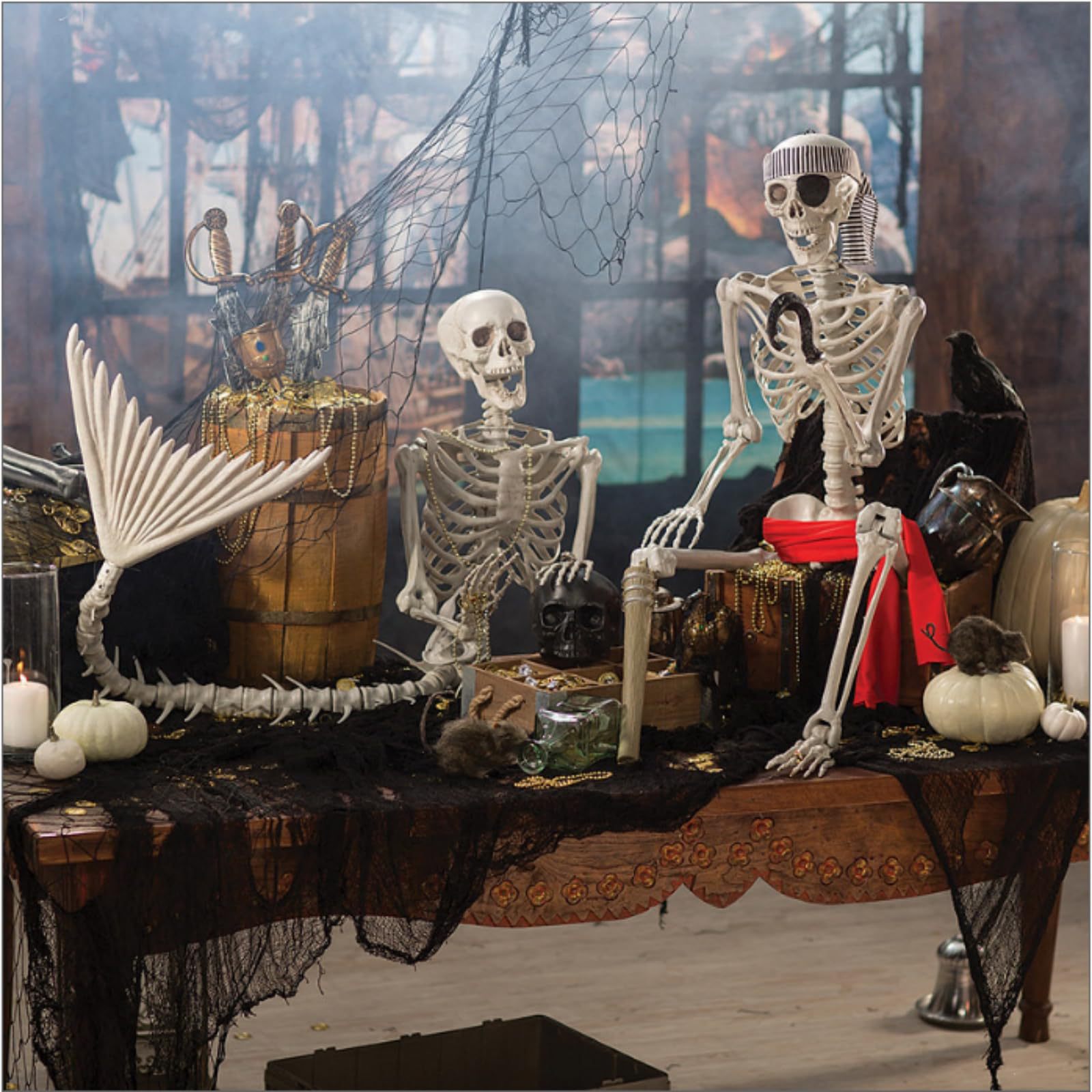 Halloween 31.5 inch Poseable Mermaid Skeleton Prop Haunted Decor view 3