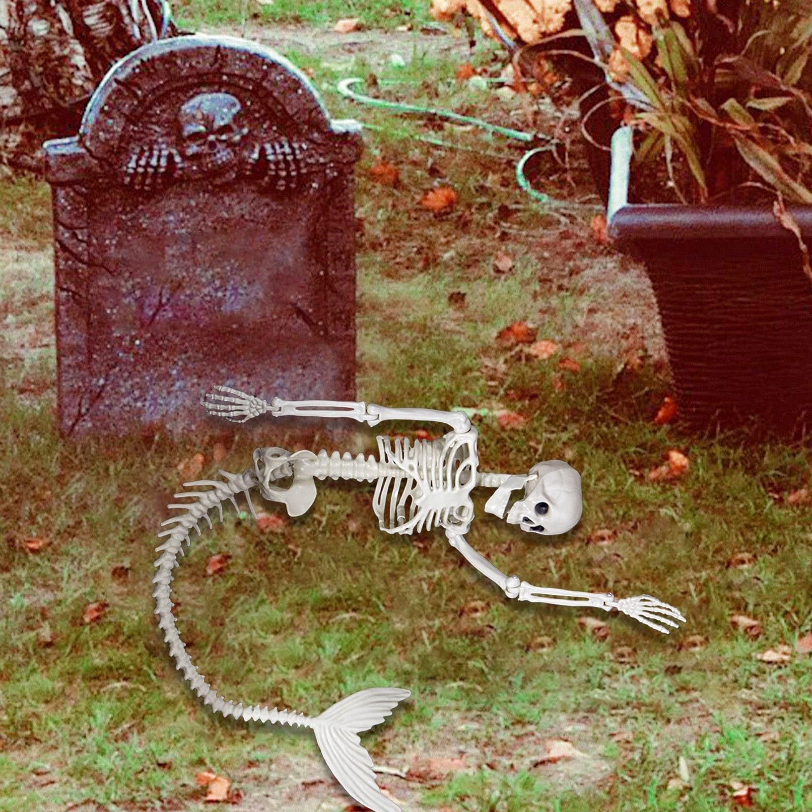 Halloween 31.5 inch Poseable Mermaid Skeleton Prop Haunted Decor view 4