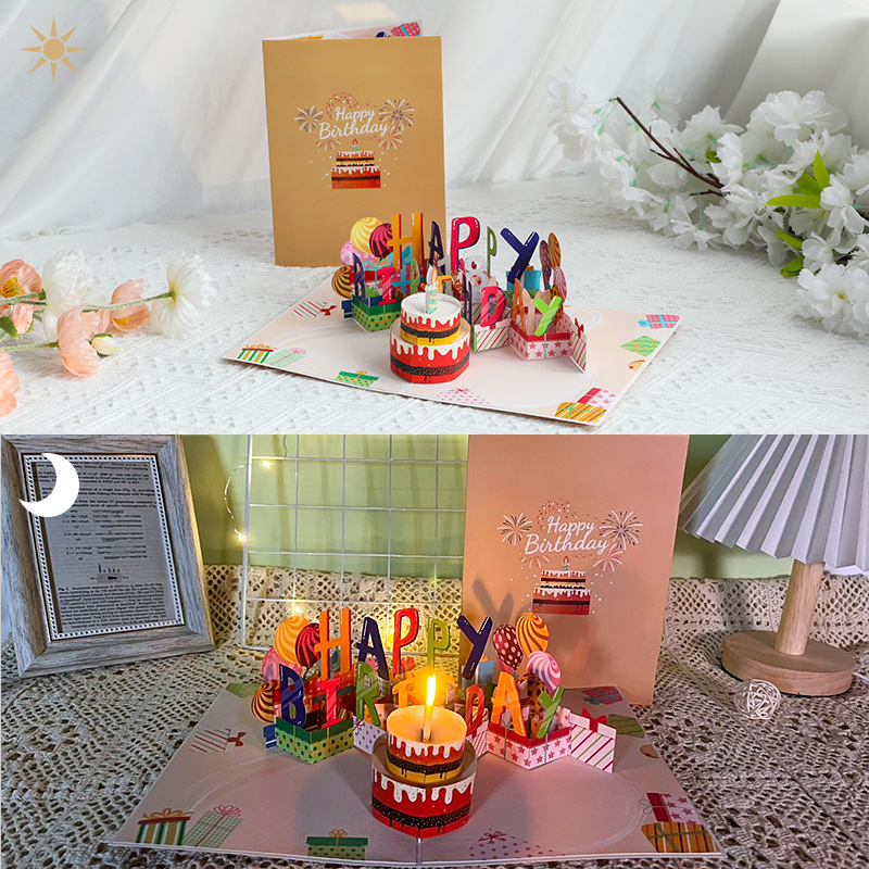 Interactive 3D Pop-Up Birthday Card with Music, Light view 4