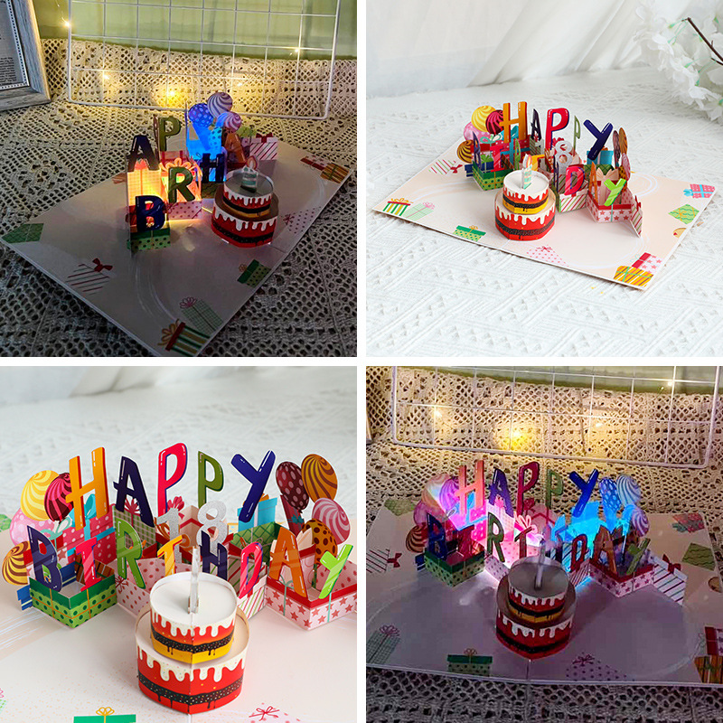 Interactive 3D Pop-Up Birthday Card with Music, Light view 5