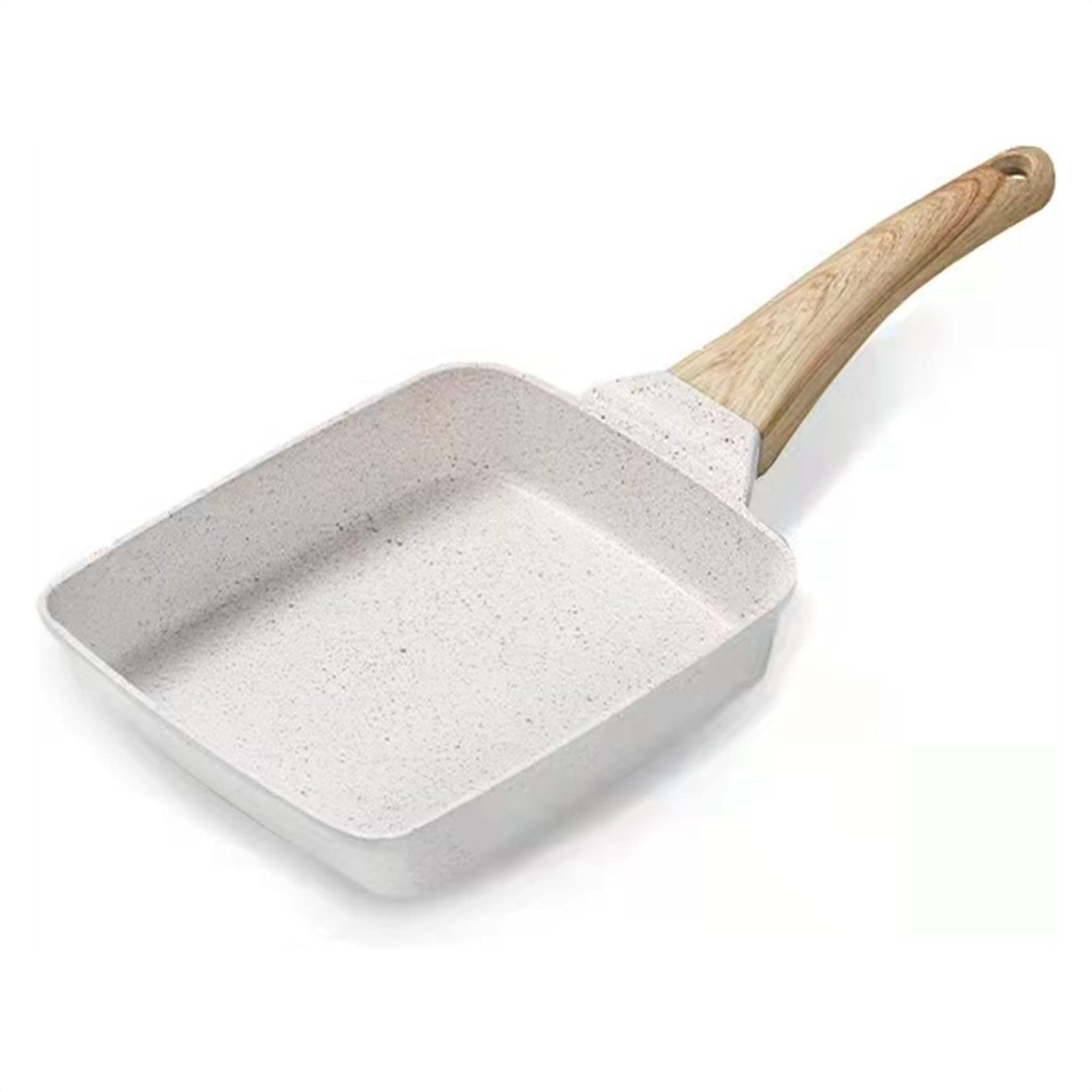 White Rectangular Non-Stick Frying Pan 19×14×4cm - Open view 3