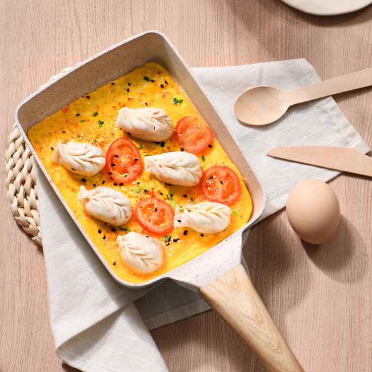White Rectangular Non-Stick Frying Pan 19×14×4cm - Open view 4