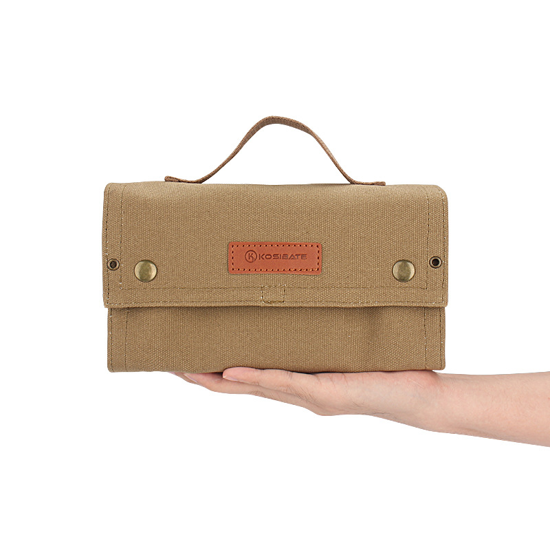 Khaki canvas spice storage box (9.1 x 4.7 x 2.8 inches) With 10 bottles view 5
