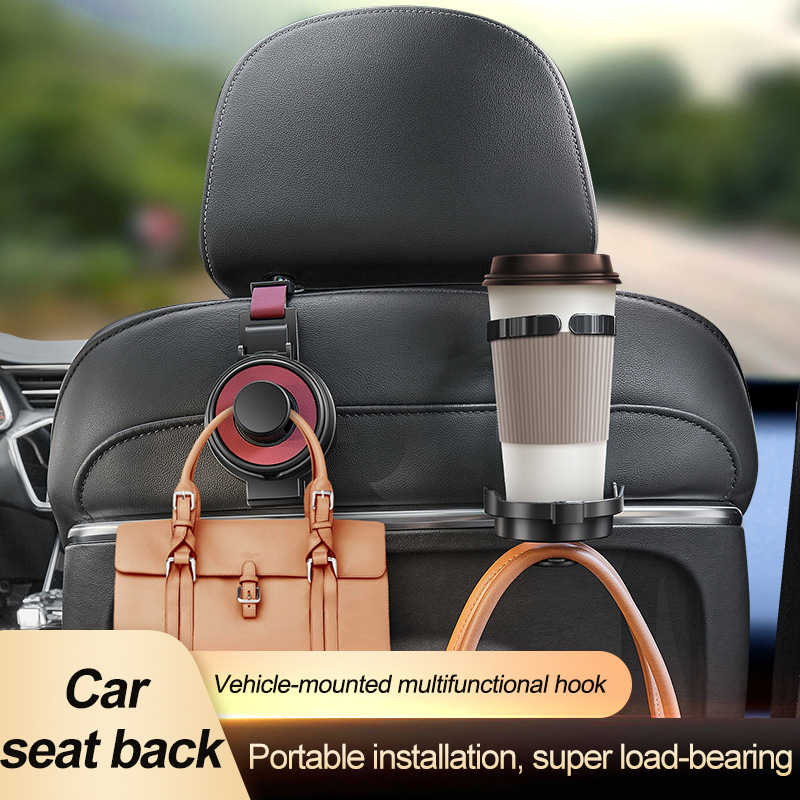 Orange 3-in-1 Car Headrest Organizer Hook view 3