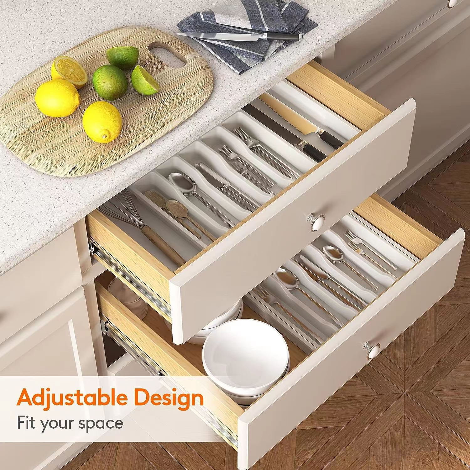Grey Adjustable Cutlery Tray (33-57cm) view 4
