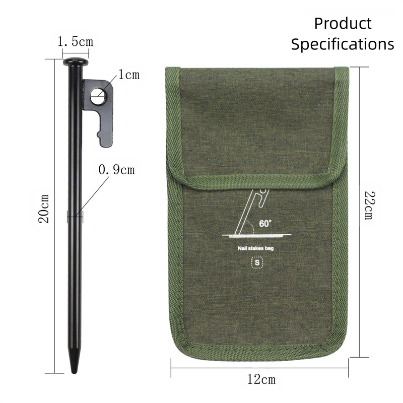 2pc Heavy-Duty 20cm Tent Stakes Kit (12 Pegs/pc) with Carry Bag view 2