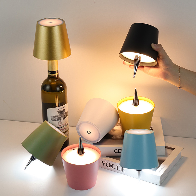Green Cordless Tri-Color Wine Bottle LED Lamp view 2