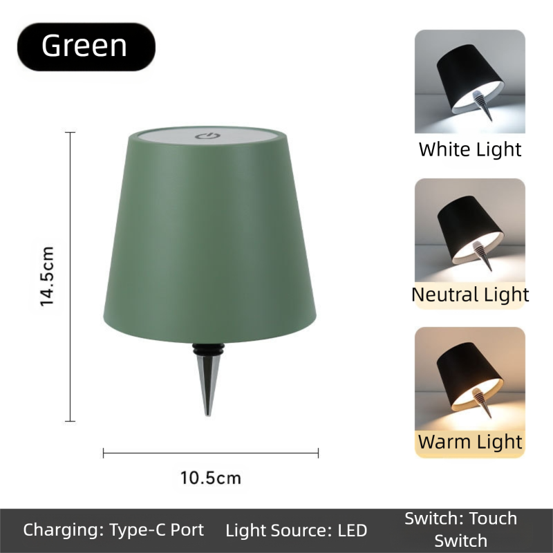 Green Cordless Tri-Color Wine Bottle LED Lamp
