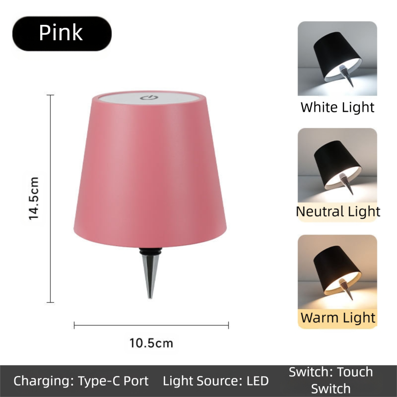 Pink Cordless Tri-Color Wine Bottle LED Lamp