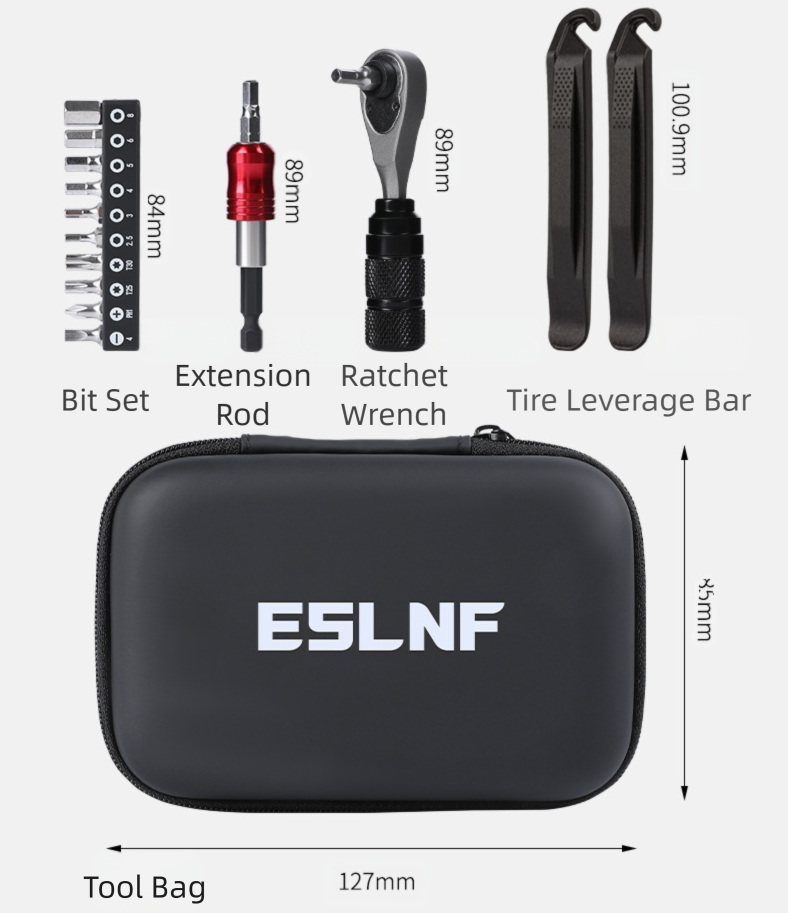 Compact Bicycle Ratchet Tool Kit With Tire Patch & Black Mini Pump view 4