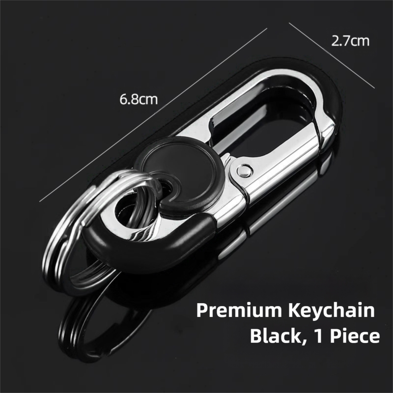 3pc Black Durable Zinc Alloy Carabiner Keychain – Secure Twist Lock & Dual Key