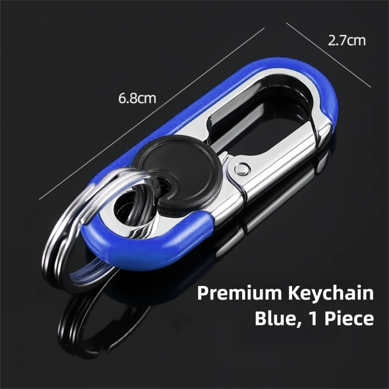 3pc Blue Durable Zinc Alloy Carabiner Keychain – Secure Twist Lock & Dual Key