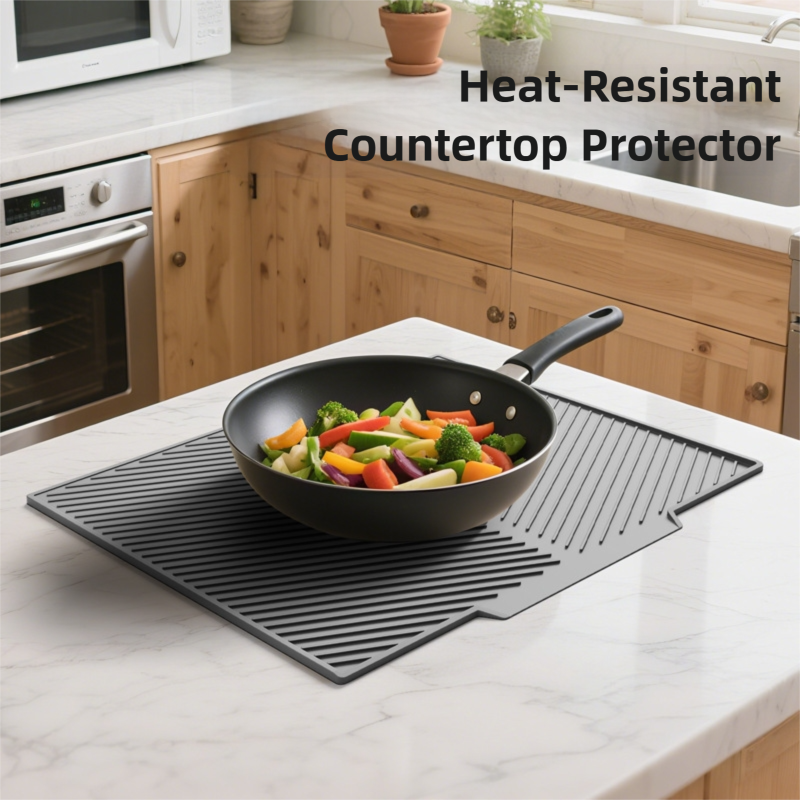 2PC Grey Multi-Use Drain Mat (51x43 cm) – Non-Slip Heat Protection for Dish view 3