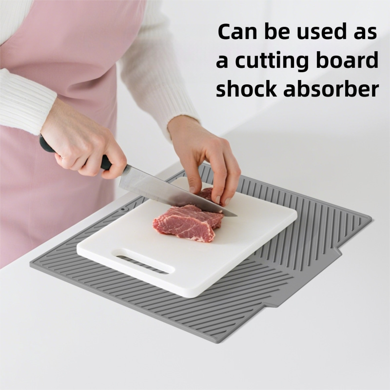 2PC Grey Multi-Use Drain Mat (51x43 cm) – Non-Slip Heat Protection for Dish view 4