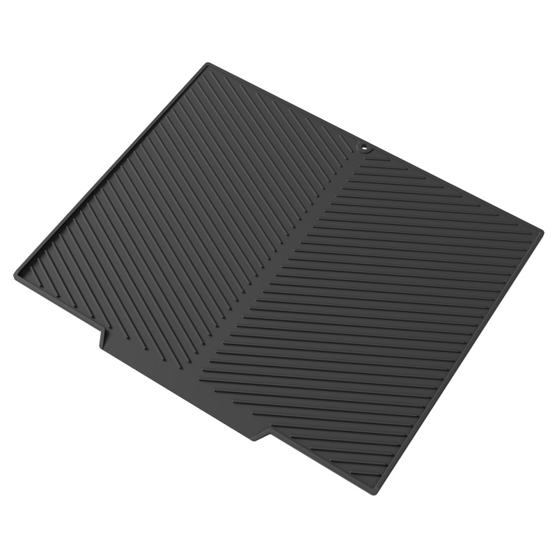 2PC Black Multi-Use Drain Mat (37x27 cm) – Non-Slip Heat Protection for Dish
