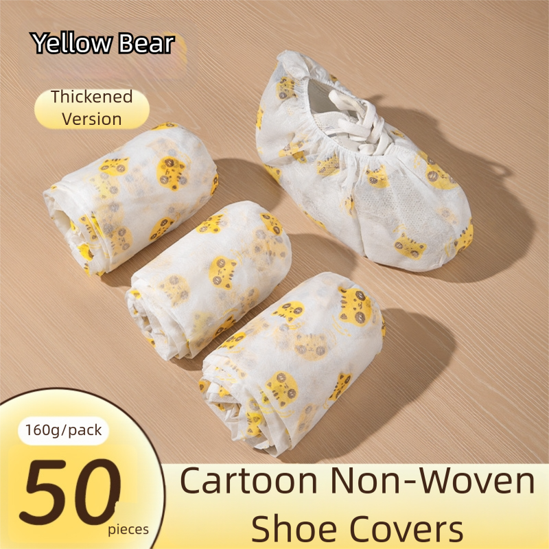 50 Pieces Thickened Non-Woven Disposable Shoe Covers (Yellow Bear) – Universal