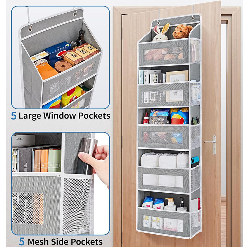 5-Tier Grey Over The Door Organizer – Heavy-Duty Hanging Storage (15.7in x view 3