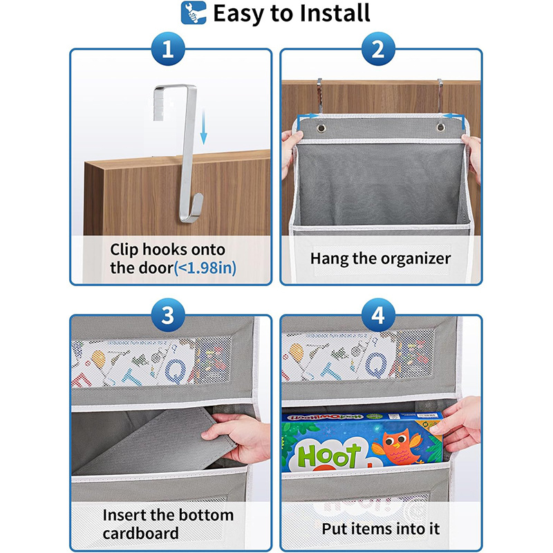 5-Tier Grey Over The Door Organizer – Heavy-Duty Hanging Storage (15.7in x view 4
