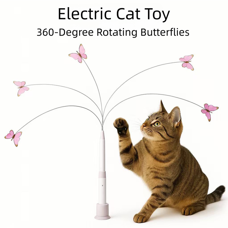 Automatic Interactive Butterfly Cat Toy – Electric Rotating Wand with 60CM