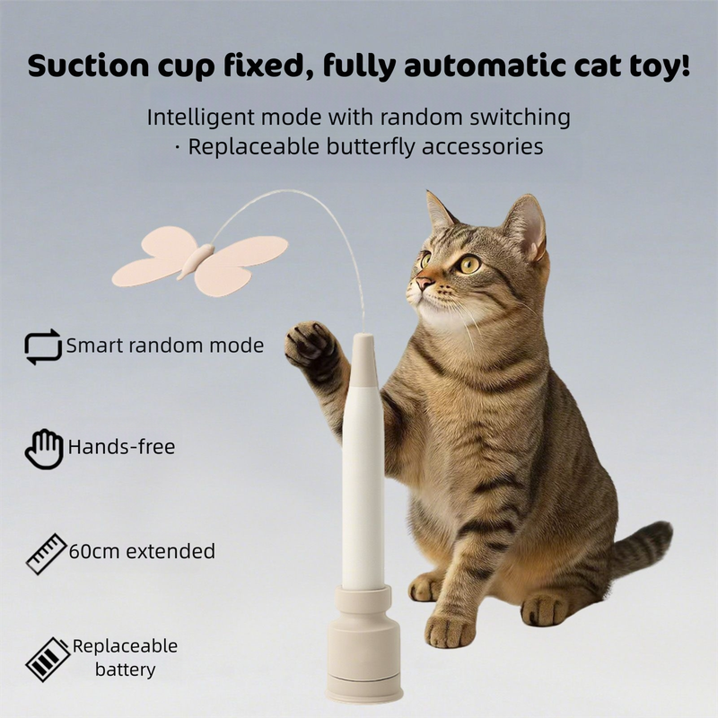 Automatic Interactive Butterfly Cat Toy – Electric Rotating Wand with 60CM view 2