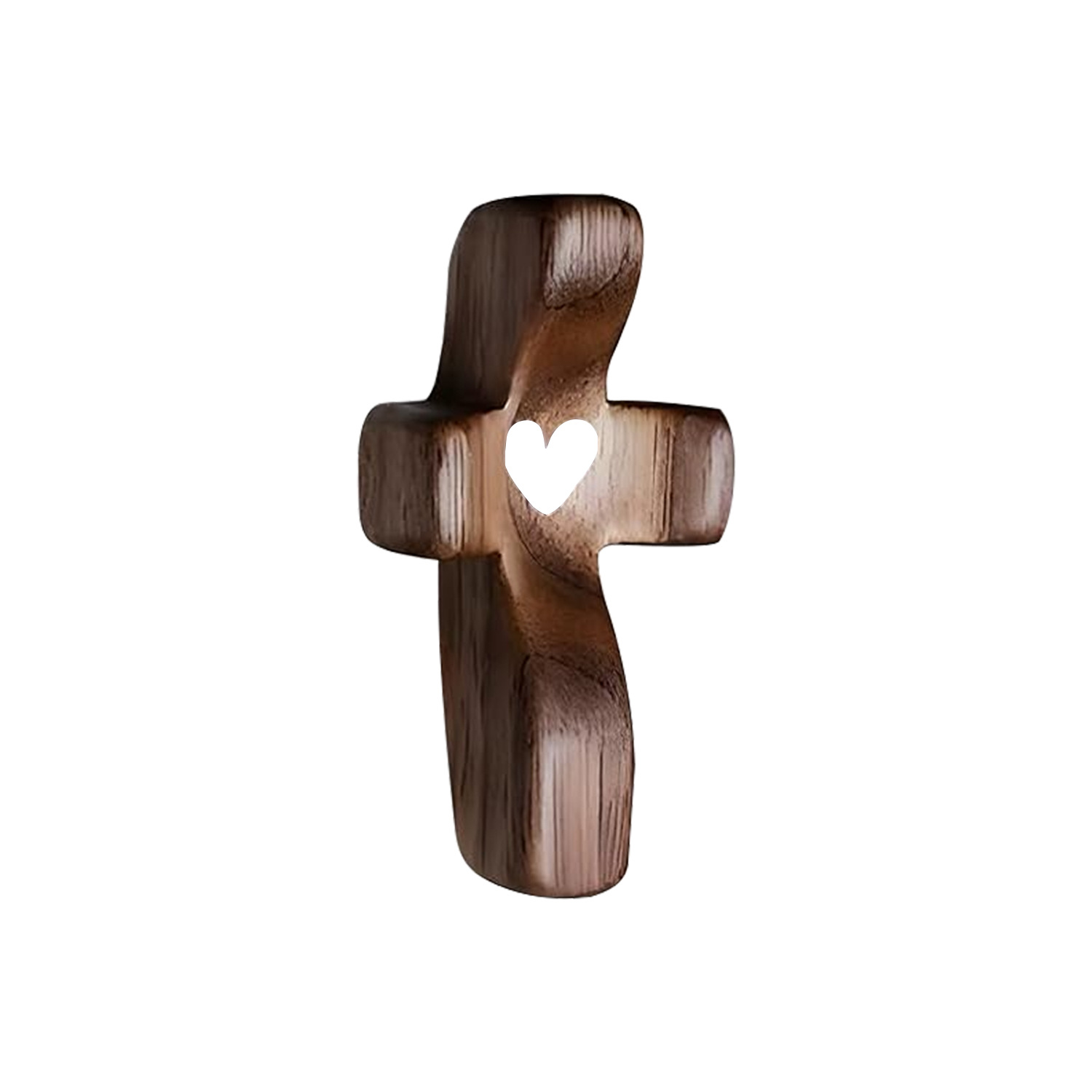 Set of 5 White Peachwood Heart Cross – Multi-functional Spiritual Symbols for — image 1