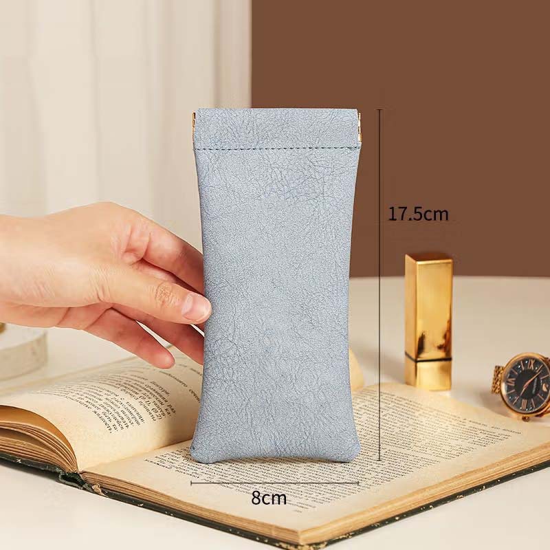 3-Pieces PU Blue Leather Glasses Pouch(18 * 8 CM) – Water Resistant view 2