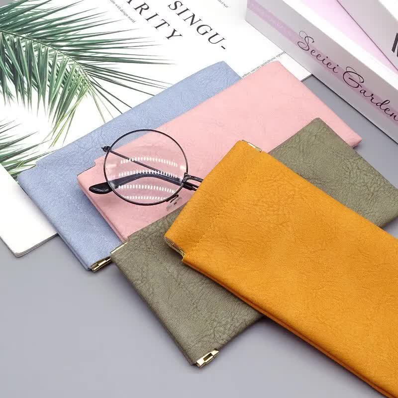 3-Pieces PU Blue Leather Glasses Pouch(18 * 8 CM) – Water Resistant view 3