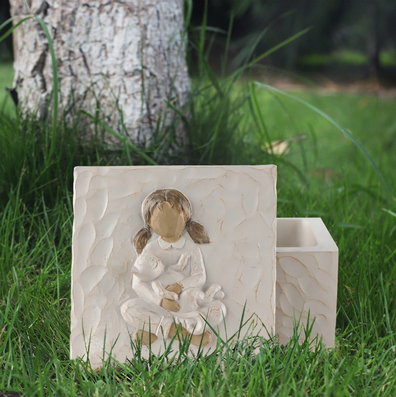 Resin Pet Urn Keepsake Box(8.5*8.5*5.3CM) – Child Hugging Cat Cremation Memorial view 4