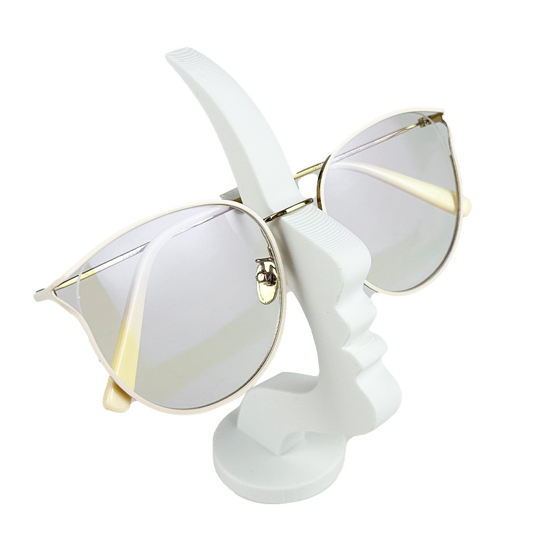 3-Pack White Abstract Face Eyewear Stand – Sculptural Desk & Nightstand view 2