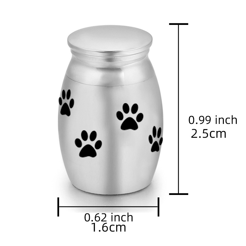 6-Pack 25x16mm Paw Print Mini Memorial Urn – Steel Urn for Dogs and Cats view 2