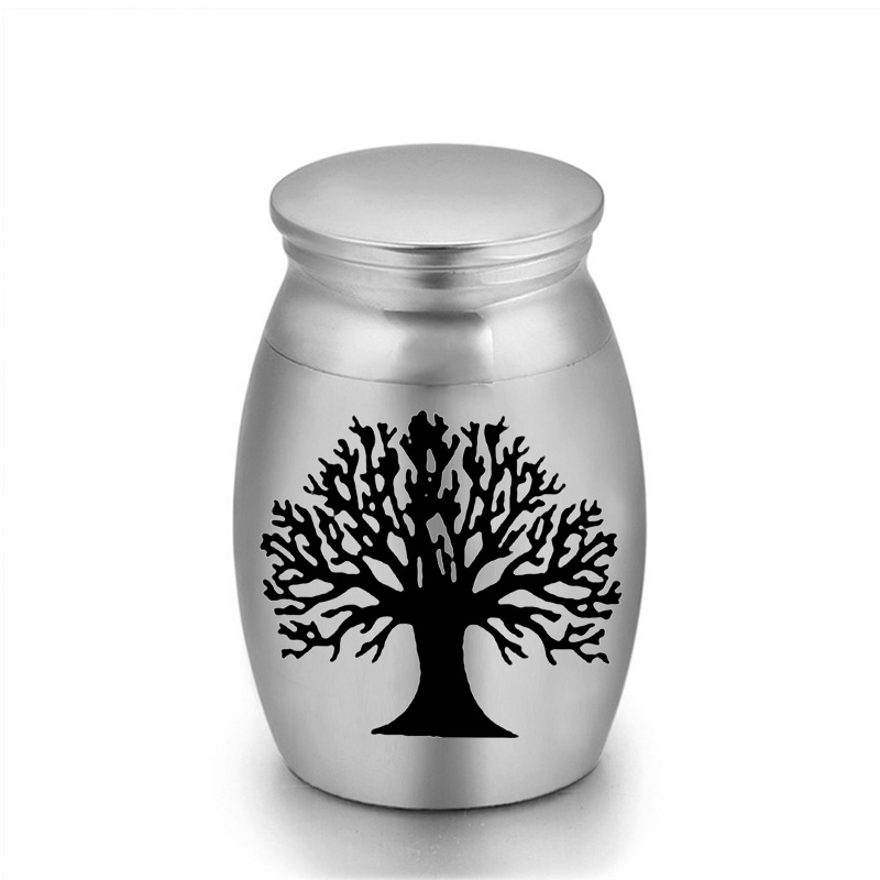 6-Pack 25x16mm Tree of Life Engraved Mini Keepsake Urn – Steel Memorial Holder