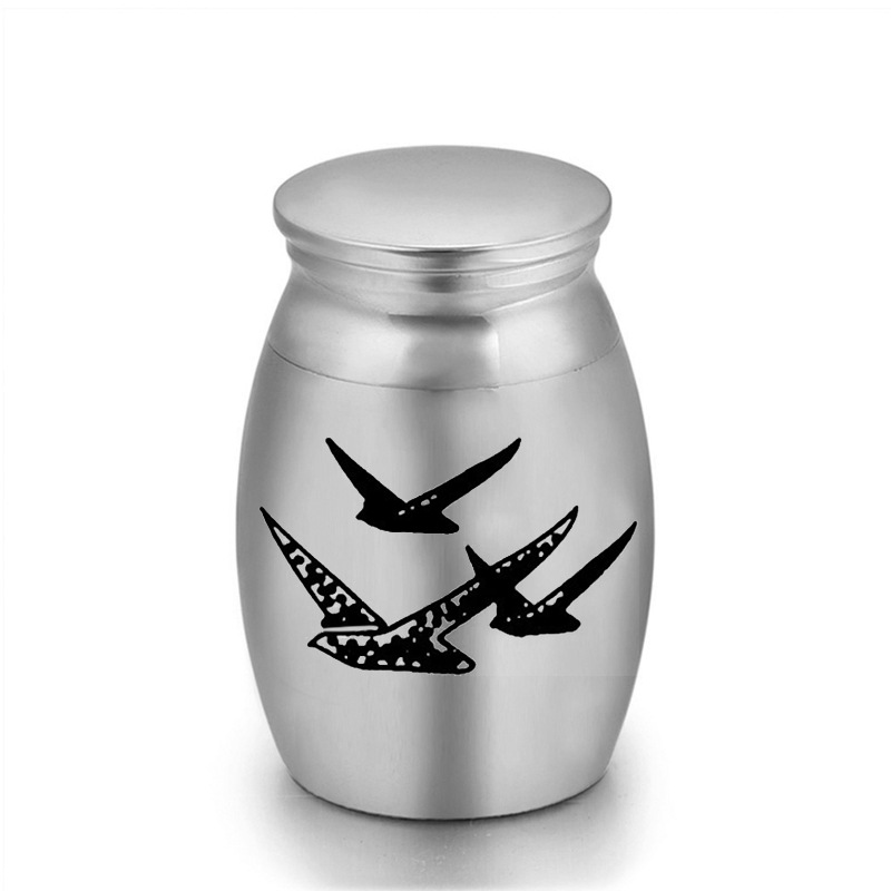 6-Pack 25x16mm Flying Bird Engraved Mini Keepsake Urn – Steel Ashes Memento