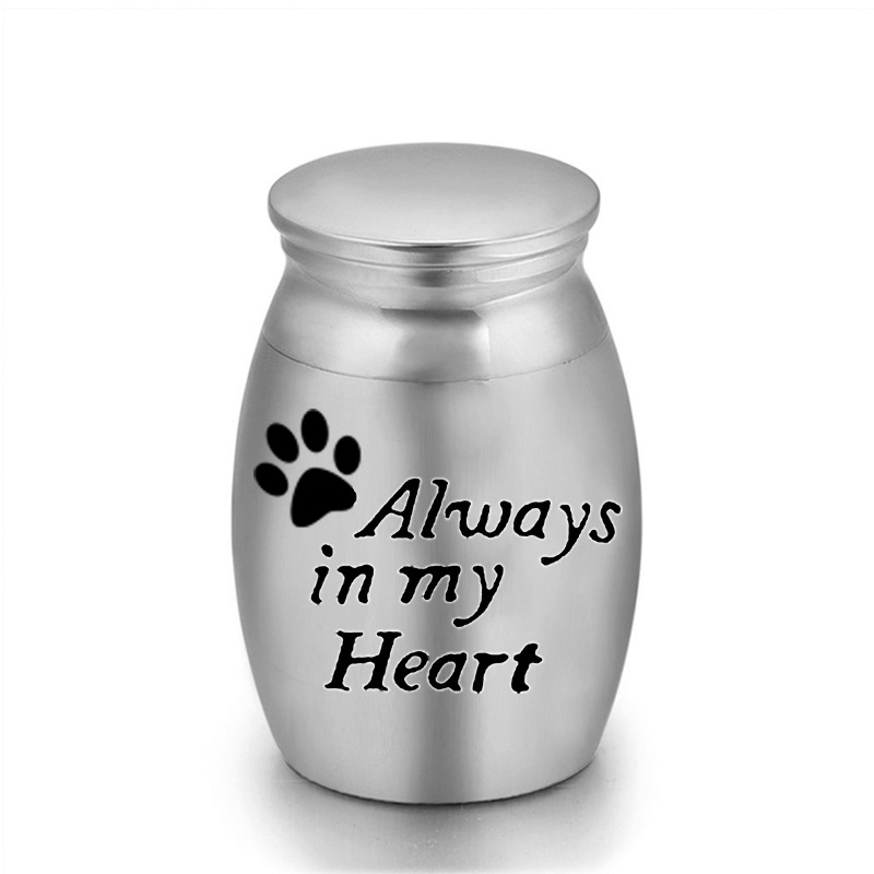 6-Pack 25x16mm "Always in My Heart" Paw Print Pet Urn – Steel Ashes Keepsake