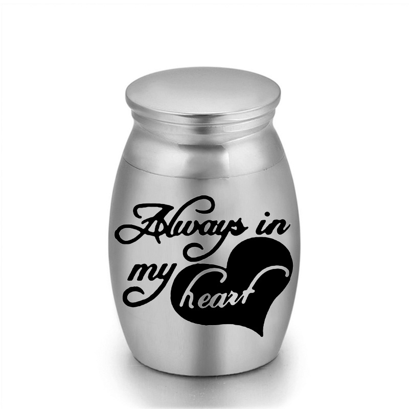 6-Pack 25x16mm "Always in My Heart" Heart Pet Urn – Steel Ashes Keepsake for