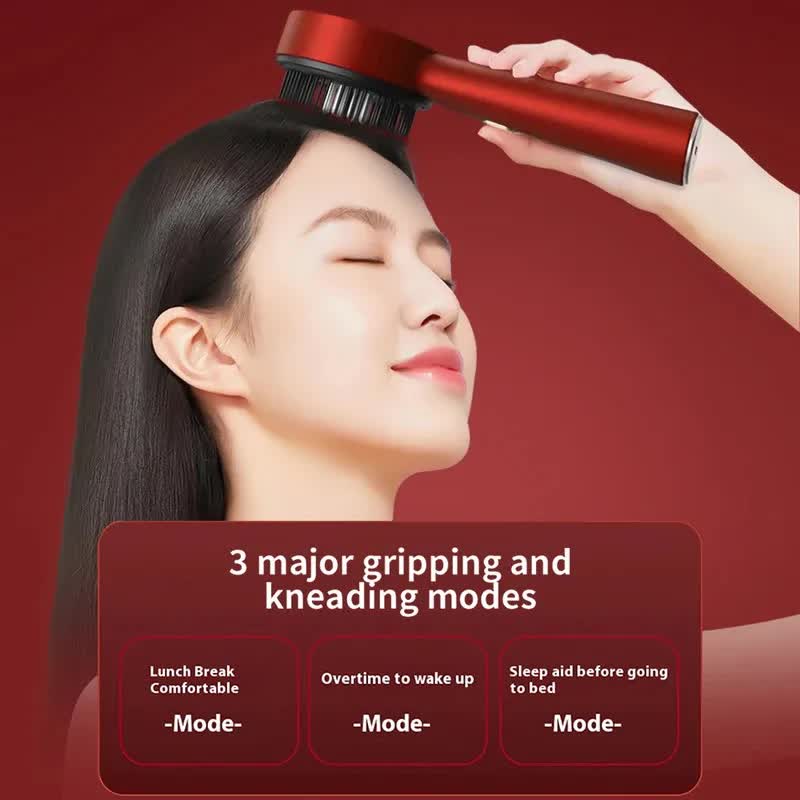 Red Luxury Red-Light Therapy Electric Scalp Massager Comb with Liquid view 3