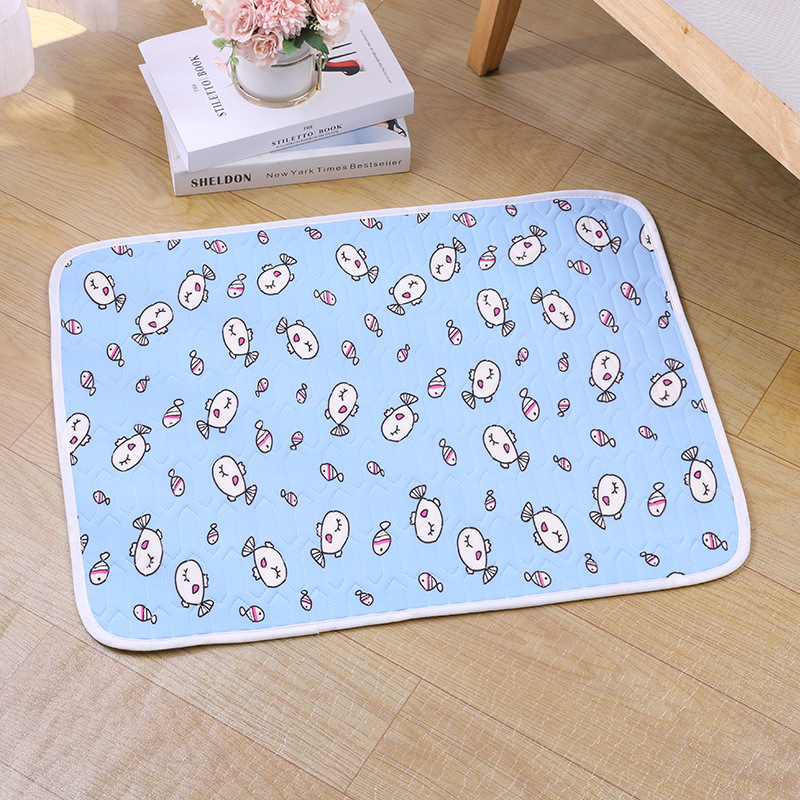 2-Pack Blue Fish Pet Summer Cooling Latex Pad (M Size: 50*40cm) - Breathable