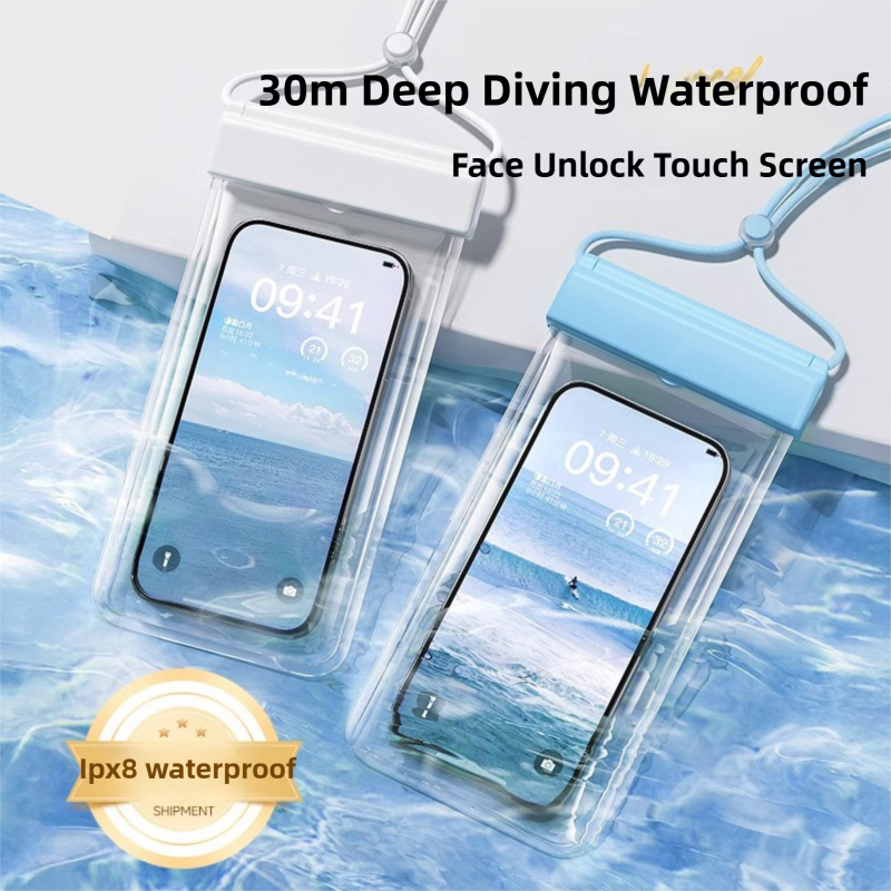 3-PCS Blue IPX8 Waterproof Phone Pouch(19×11 CM) - Universal Touch Screen & view 2