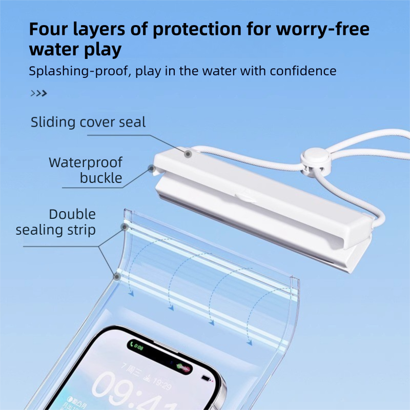 3-PCS Blue IPX8 Waterproof Phone Pouch(19×11 CM) - Universal Touch Screen & view 3