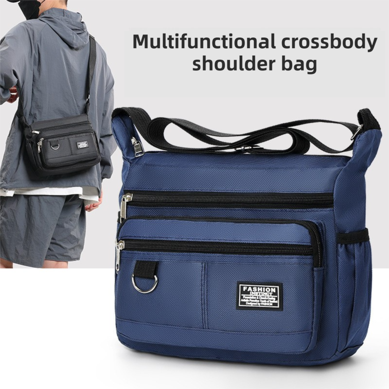 Green Men's Waterproof Oxford Cloth Crossbody Bag - Durable Anti-Theft view 2