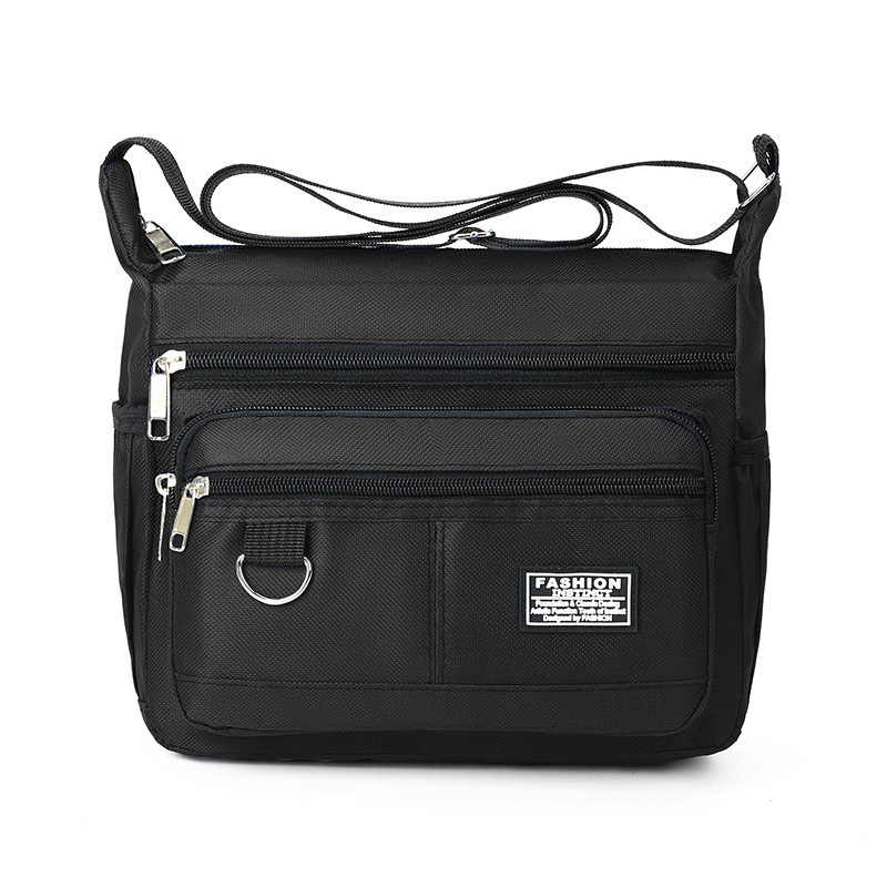 Black Men's Waterproof Oxford Cloth Crossbody Bag - Durable Anti-Theft